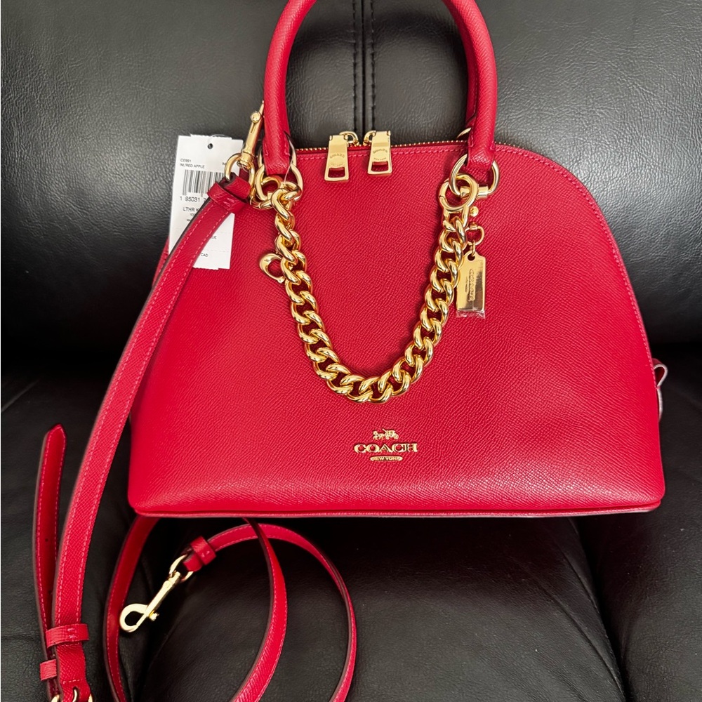 Coach Scarlet Satchel with Gold Chain